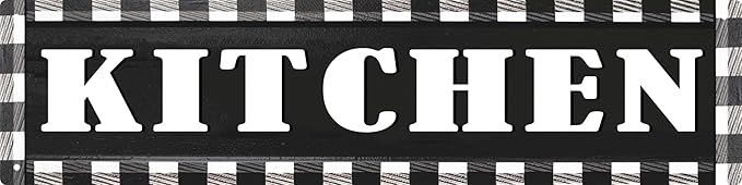 CSWLJS Rustic Metal Tin Signs Kitchen Sign Buffalo Plaid Wall Decor Rustic Wall Sign Black and White Vintage Farmhouse Decor for Home Pantry Dining Room Restaurant Coffee Shop 4x16 In
