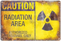 Vintage Caution Radiation Hazard Metal Sign - Retro Wall Art For Kitchen, Garage, For Man Cave & Living Room Decor, Easy Hang 12X8" Tinplate