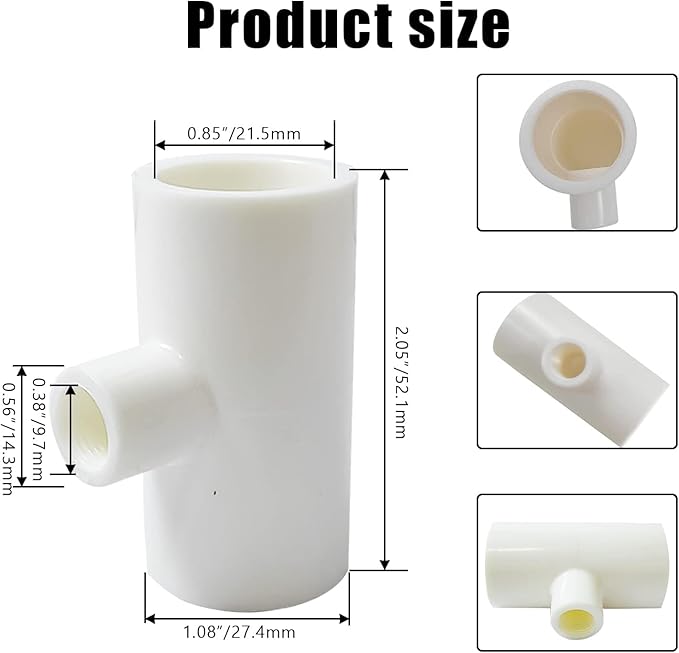 40 Pieces Chicken Waterer PVC Tee Fittings, Automatic Poultry Waterers PVC Fittings for 1/8" FTP Threads, Chicken Water Drinker and Feeder Cups for Poultry Nipples Chicken