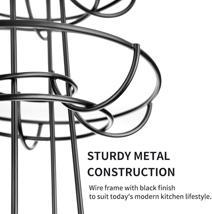 Spiral Egg Skelter Dispenser Rack Metal Storage Holder Display Countertop Black