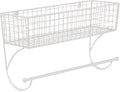 DII Rustic Farmhouse Bathroom Décor, Metal Storage, Large Towel Bar, Antique White