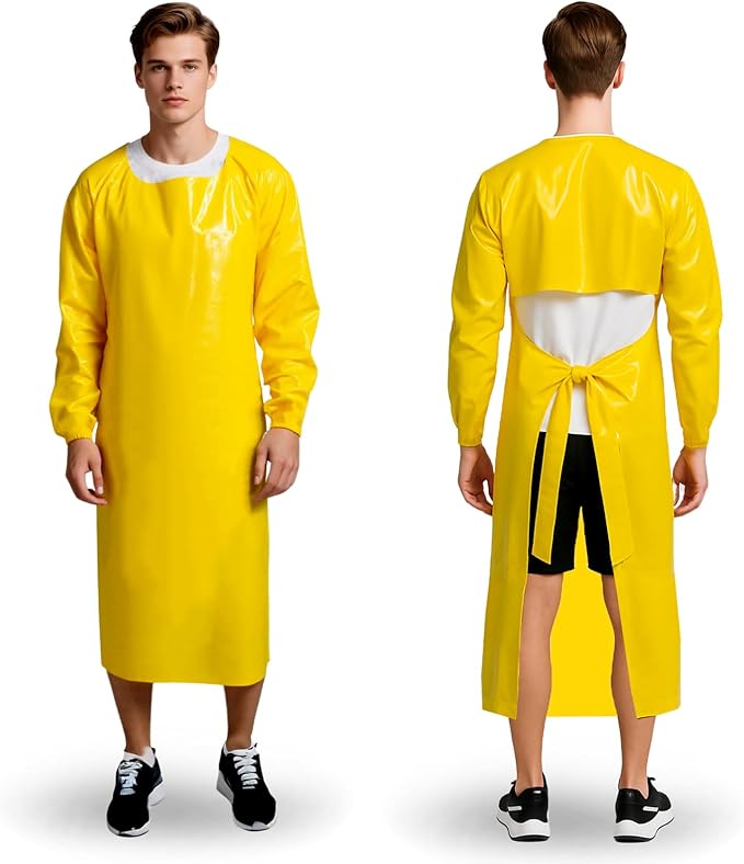 ELEBOX Waterproof Apron with Long Sleeves, Safety Apron Work Uniform for Men & Women, Chemical Resistance Anti-Tear Apron