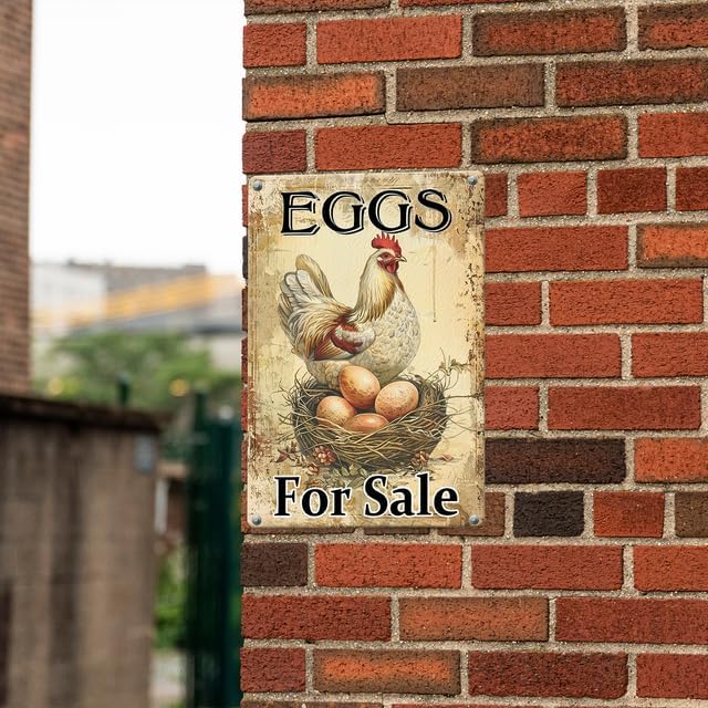 Farm Fresh Eggs For Sale Aluminium Sign 8in×12in, Sturdy Aluminum Metal Signs Rust Free, Fresh Chicken Eggs For Sale Yard Sign, Egg Sign With Stakes