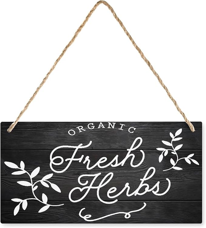 Welcome Front Porch Door Organic Fresh Herbs Sign - Wooden Decor Hanging Gift for Friends Cafe Bar Pub Bedroom 12"x6"