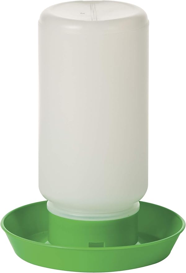 Little Giant® Screw-On Poultry Waterer Base | Heavy Duty Plastic Water Tray Base for Container | Chicken Waterer Screw On Base | 1 Quart | Lime Green
