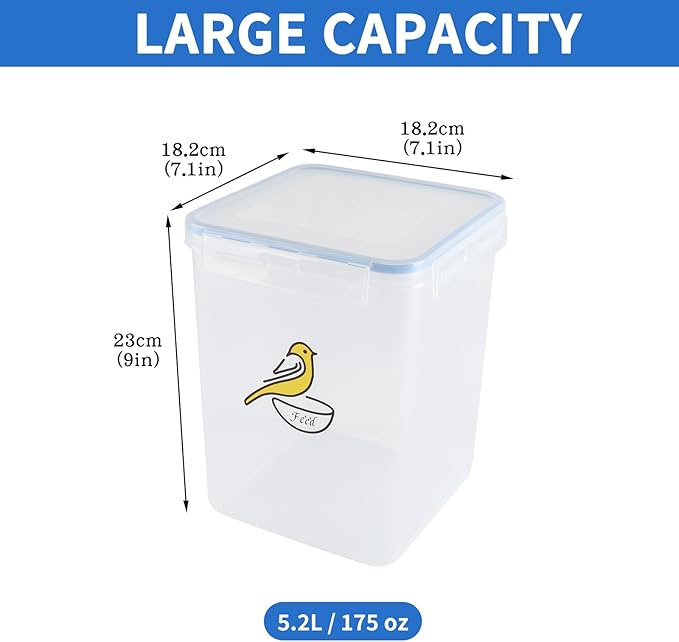Bird Seed Storage Container,Airtight Bird Food Container-5.2L,Bird Seed Containers with Scoop,Pet Food Storage Containers for Wild Bird Seeds Dispenser |Storing Sunflower Seed|BPA Free-Blue