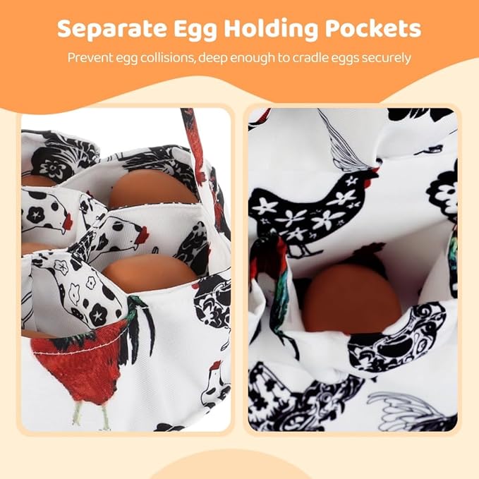Apron For Egg Collecting Plus Basket Set, Housewife Farmhouse Kitchen Workwear, Long-Lasting Canvas Egg Gathering Carriers, Apron With Twelve Pockets And Basket With Seven Pockets