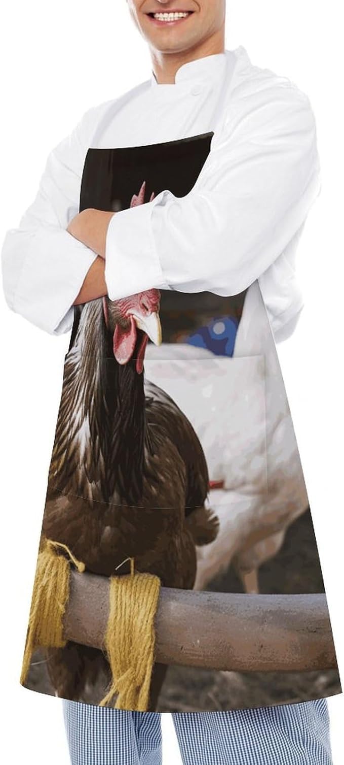Farm Animal Apron Waterproof Oil-proof Large Pocket Apron Adjustable Neck Strap Unisex Kitchen Aprons For Chef Cooking Baking Gardening BBQ