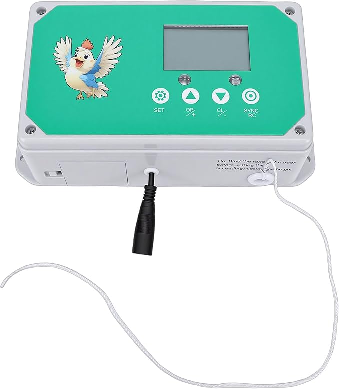 Automatic Chicken Coop Door Opener, Programmable Timer Remote Control IP44 LED Display for Poultry Farm Duck Goose with 50m Range (US Plug 100-240V)