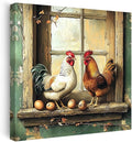 CCWORKERRY Chicken Kitchen Pictures Wall Art Rooster and Eggs Canvas Prints Farm Animals Wall Decor for Farmhouse Dining Room Decor Framed(Brown,20" x 20")