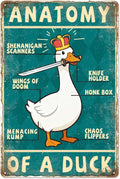 WADORN Duck Knowledge Vintage Tin Sign, 8x12 Inch Anatomy Diagram of a Duck Retro Tin Sign Funny Metal Wall Art Decor for Home Outdoor Cafe Kitchen Garage Living Room Farmhouse