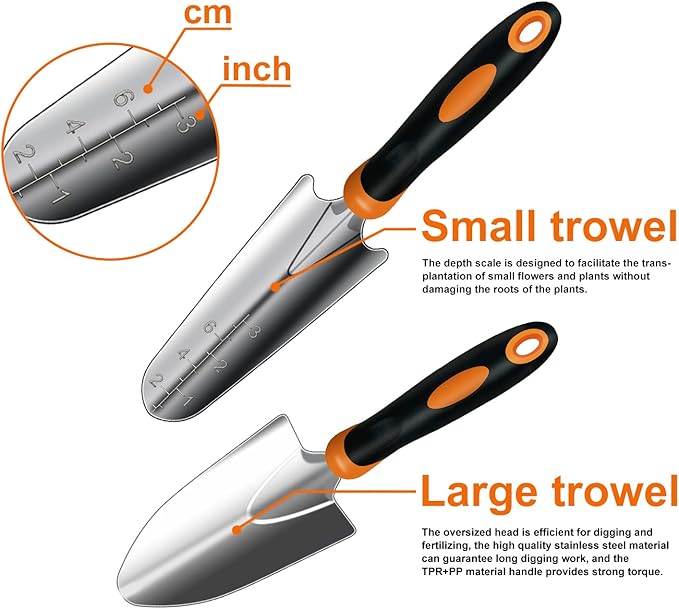 Gardening Tools,10PCS Stainless Steel Heavy Duty Garden Tool Set,Non-Slip Ergonomic Handle and Outdoor Garden Shovel with Storage Gardening Kit,Garden Gifts for Women and Men