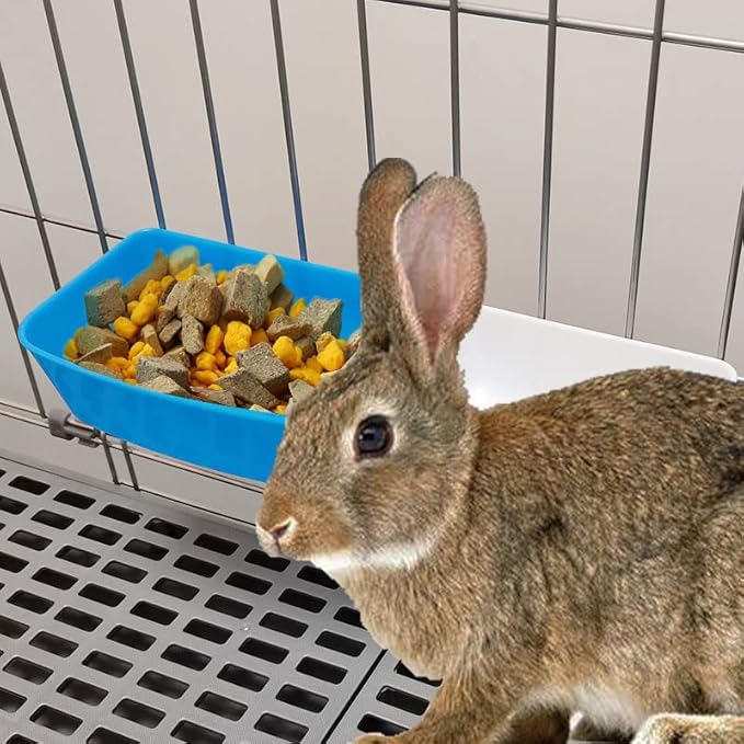 Pack of 3 Rabbit Feeder Waterer Chicken 15 OZ Guinea Pig Cage Bowl Food Water Container Hanging Feeding Dish Coop Cup Treats Drinker for Pigeon Dove Puppy Cat Bird Bath Basin Hamster Bed