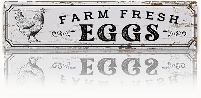 Rustic Farmhouse Style Chicken Coop Sign, Metal Outdoor Chicken House Signs, Farm Fresh Eggs Signs, Retro Metal Tin Sign, Farmhouse Decor, Backyard Hen House Gift 15.8x4 Inch
