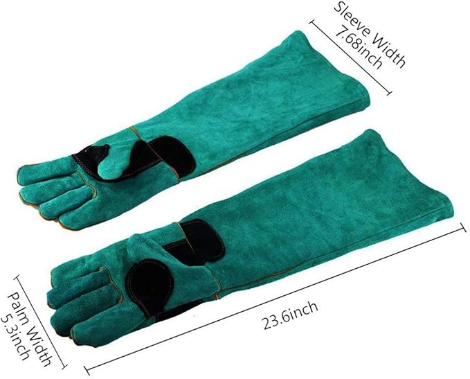 YBB Animal Handling Anti-bite/Scratch Gloves for Dog Cat Bird Parrot Pet (Green)