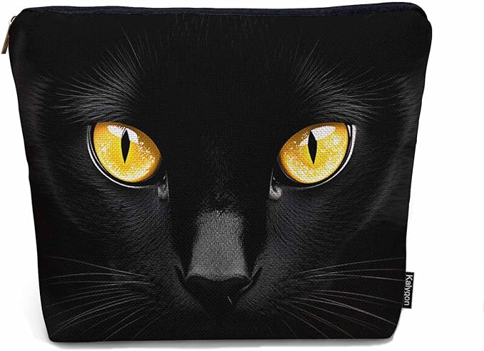 Women Makeup Organizer Bag Cat Animal Kitten Black Cat Flax Cosmetic Bag Makeup Bags Toiletry Bag Accessories Organizer Travel Bags For Home Bathroom Office Hotel Gym