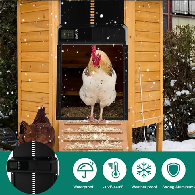 Anti-Pinch Sensor Chicken House Door,Solar Timer Chicken House Door,Programmable With Button,3 Aa Battery,With Solar Panel And Remote Control Coop Door,328 * 244 * 50mm