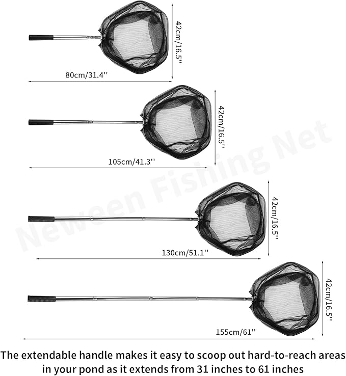 Neween Fishing Net, Foldable Collapsible Telescopic Fish Landing Net, Durable Nylon Material Mesh Landing Net for Easy Catching or Releasing for Trout