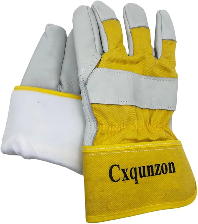 Leather Work Gloves, Reinforced Durable Gardening Gloves,Cowhide Work Gloves,Puncture & Cut Resistant