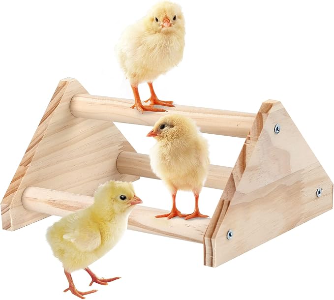 Wooden Chick Perch Stand, Pine Roosting Bar, Jungle Gym Perch Toys for Chicken Coop & Brooder, Bird Perch for Baby Chicks & Parrots (Small)