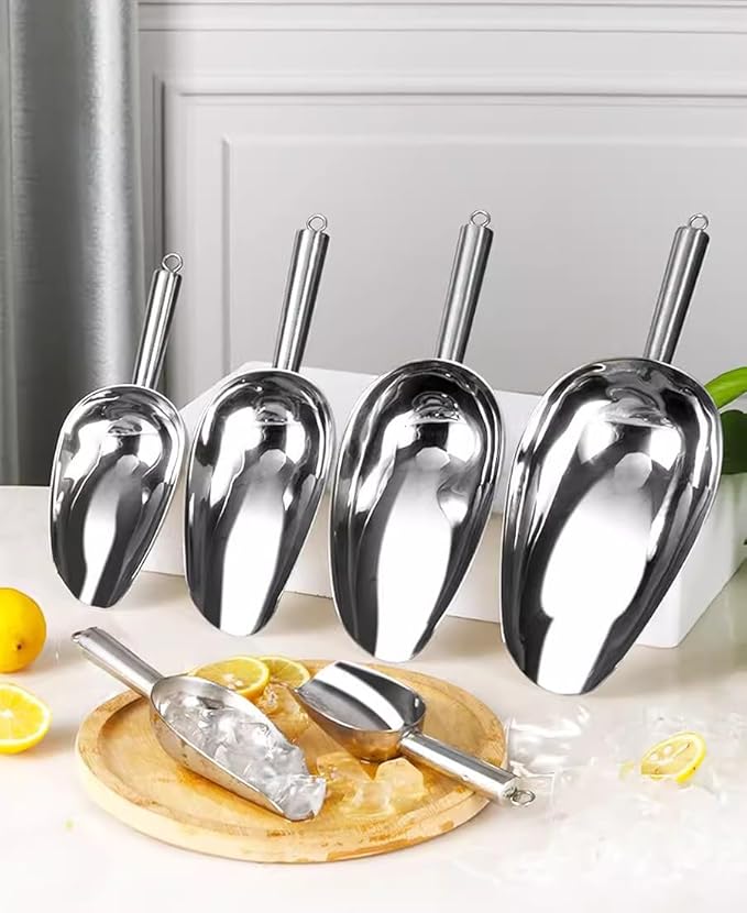 Food Scoop, 38oz Grain Scoop,Ice Flour Utility Scoop,Stainless Steel Multifunctional Ice Food Scoop Coffee Beans Dried Fruit Shovel Multi-Purpose Food Candy Shovel Kitchen Tools(38oz)