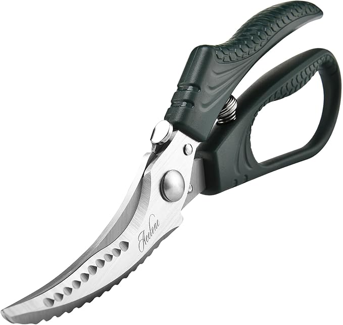Acelone Poultry Shears - Heavy Duty Kitchen Chicken Shears With Anti-Slip Handle & Safety Lock - Poultry Scissors for Meat, Game, Chicken, Bone, Poultry & More - Spring Loaded.