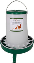 Hen's Choice 11 LB Poultry Feeder, Twist Lock Base, Adjustable Legs, Hangable with Lid (Green)