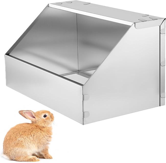 Rabbit Nesting Box,1 Pcs Galvanized Metal Bunny Small Animal Nest with Removable Floor,Hutch Hideout for Breeding,Durable Easy to Clean Rabbitry Supplies for Rabbits Guinea Pig Small Animals