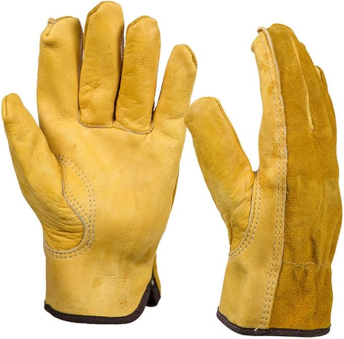 jojofuny 1pair Cattle Leather Protective Gardening Gloves Puncture-resistant for Electric Welding Cowhide Xl Easy to Clean for Garden Work and Handling Tasks
