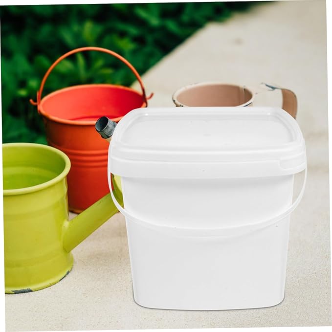 VICASKY Plastic Bucket with Handle and Lid Square Portable Container Sturdy Non Slip Farm Utility Pail for Water Storage and Household Use