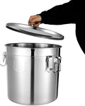 Stainless Steel Airtight Canister for Kitchen, Rice Cereal Grain Canisters Container for Household Kitchen Food Bean Flour Oil Sugar Milk Cookie Storager Bucket w/Handles+Lid (21L/33L) (33L)