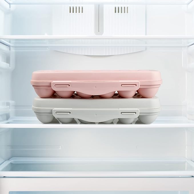 2 Pieces Egg Container For Refrigerator, 12 Grid Egg Storage Box with Lid, Stackable Plastic Egg Holder Tray for Kitchen Restaurant