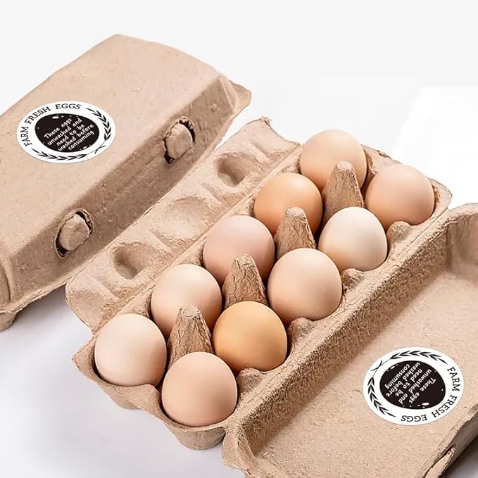 320 Pcs Egg Carton Labels, 2 Inch Round Farm Fresh Egg Sticker PET Adhesive Egg Packaging Sticker for Box Container Carton Farm Supplies