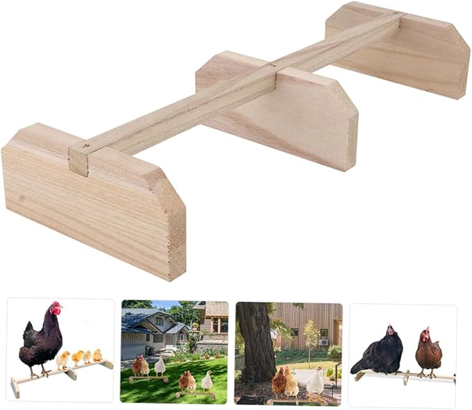 Balacoo Wooden Chicken Perch Roosting Bar Natural Bird Stand for Hens and Medium to Large Birds Safe Parrot Pet Coop Accessory for Secure Off Ground Resting