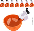 Chicken Waterer Cups, 8 Packs Orange Large Chicken Watering Cups, Automatic Chicken Water Cups, Tee Fittings Poultry Feeder Cups Suitable for Chicken, Duck, Goose, Turkey with Mounting Hole Opener