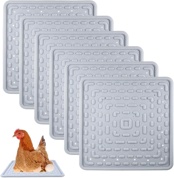 6 Pack Nesting Pads for Chicken Coop, 12"x12" Chicken Nesting Pads for Laying Eggs, Washable & Reusable Silicone Nesting Pads for Chicken Hen Small Pets (Grey)