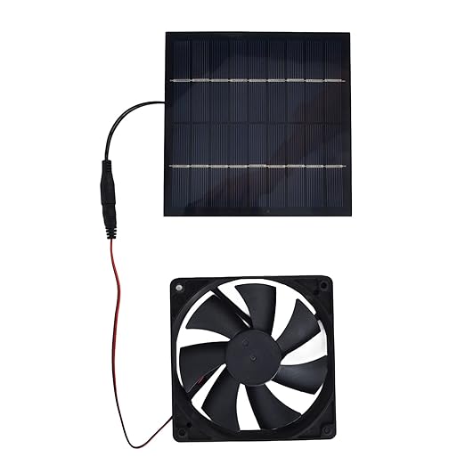 Solar Powered Exhaust Fan, 10W 12V 2A Wall Mount Ventilation and Cooling Dual Fans Waterproof Window Exhaust Ventilator, Portable Solar Panel Fan Kit for Chicken Coop, Greenhouse, Dog House