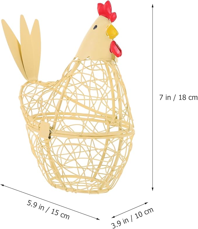 PRETYZOOM Chicken Basket for Eggs Wire Egg Holder Farm Fresh Egg Storage Container Decorative Chicken Styling Decoration for Kitchen and Dining