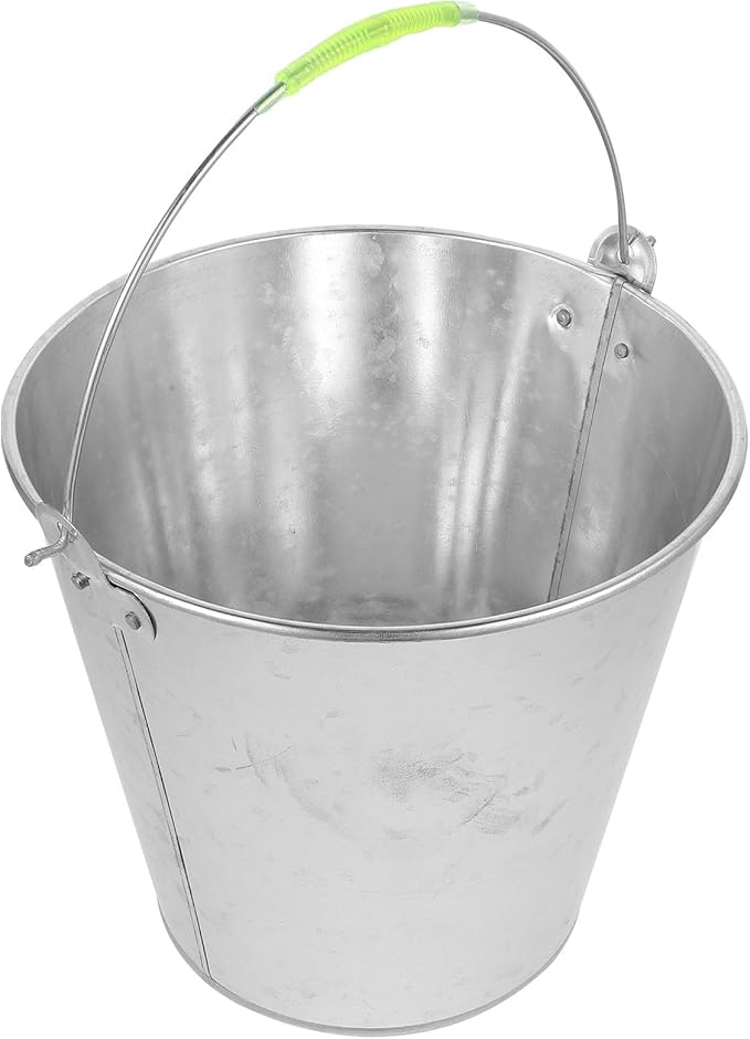 ABOOFAN Metal Water Bucket 8l Thick Metal Container with Handle Heavy Duty Water Carrying Pail for Farm Outdoor Cleaning and Home Use