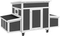 PawHut Wooden Chicken Coop, Chicken Tractor for 6 Chickens, Outdoor Poultry Cage Rabbit Hutch Duck Coop Hen House with Nesting Box, Tray, Windows, Dark Gray