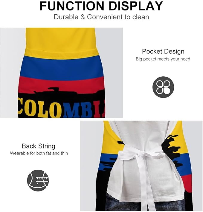 Bahamas Map Flag Apron,Waterproof Unisex Adult Aprons with Pockets Kitchen Baking Aprons