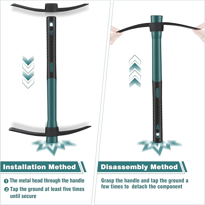 2pcs Gardening Picks with 1pcs Handle Multi-Functional Garden Hoe Pick Axes for Digging
