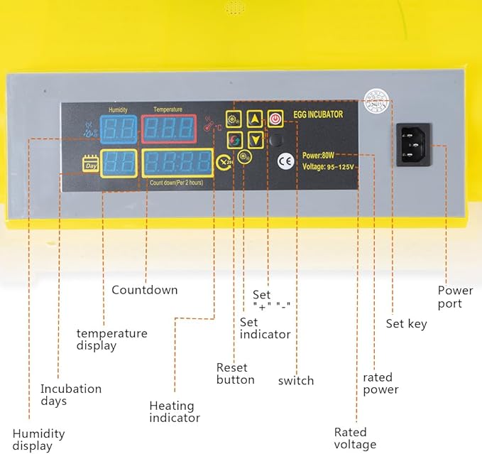Egg Incubator Automatic Digital Hatcher Machine with Turning Temperature Control for Hatching Chicken Duck Goose Quail (48 Eggs)