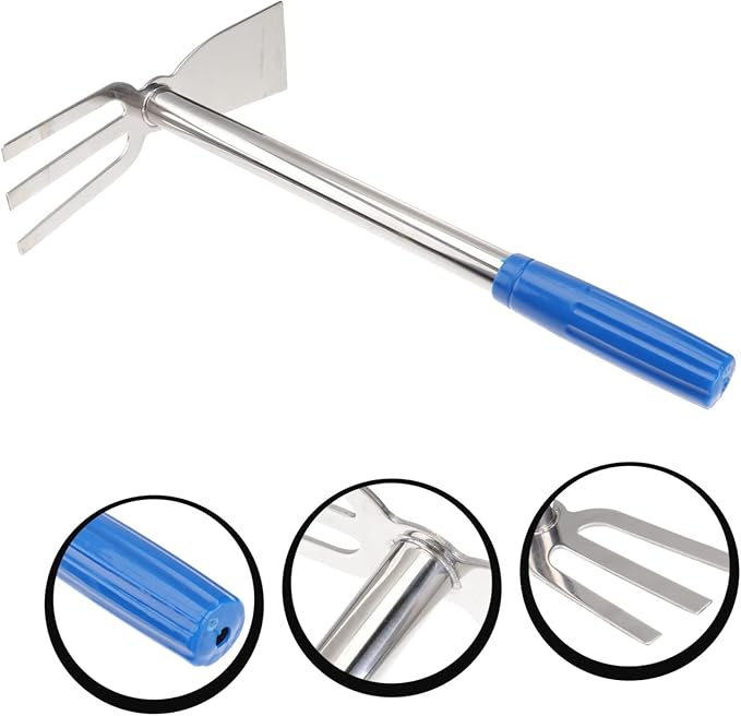 1piece Stainless Steel Handheld Weeding Hoe Multi-Functional Cultivator Tool for Gardening Planting and Weeding Lightweight and Garden Rake for Vegetable Farms and