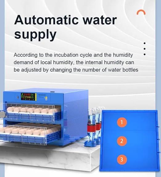 Eggs Incubator for Hatching Eggs, Automatic Egg Turning and Humidity Control, Automatic Water Adding, Egg Candler, Poultry Egg Incubators for Chicken Duck Goose Pigeon Quail (Blue, 192 Eggs)