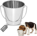 2 quart Heavy Duty Stainless Steel Round Bucket with Handle | 0.5 gal Sturdy Food & Water Bowl for Small Birds Dog Cat & Livestock | Fits kennel Crate Cage Farm | Hanging Utility Pet Pail