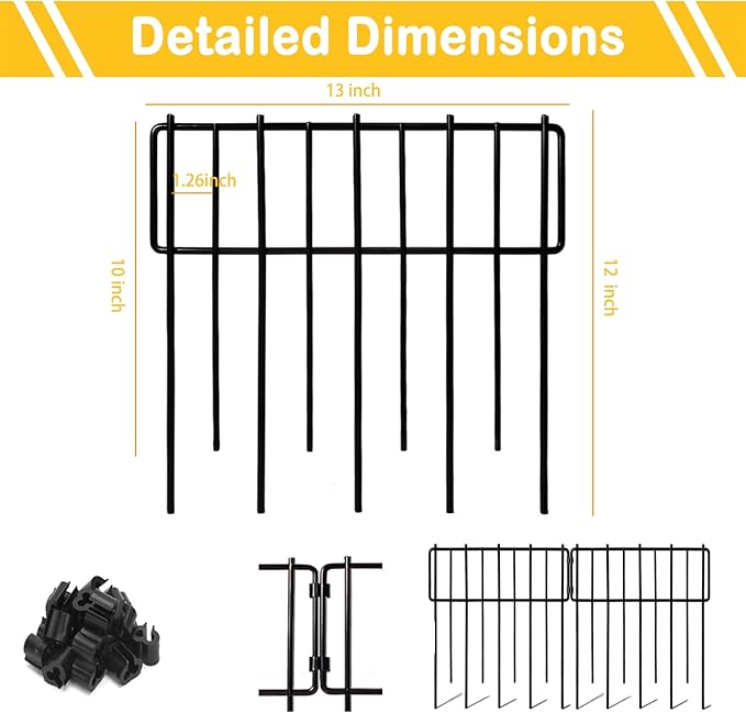 Animal Barrier Fence, 30 Pcs Upgrade 1.26 in Gap Decorative Fences No Dig Fence for Rabbits and Dog Ground Defense, Rustproof Metal Wire Garden Edging Border for Outdoor, Yard