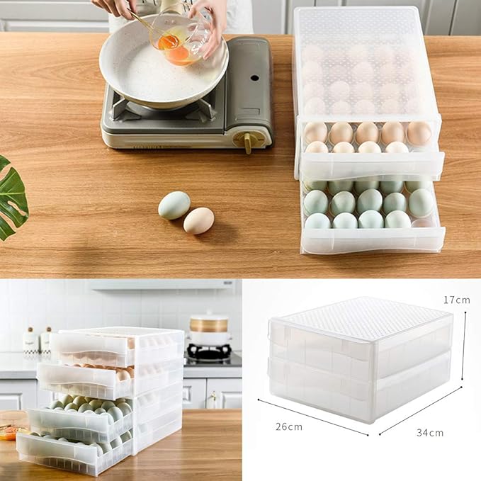 60 Grid Large Capacity Drawer type Egg Holder, Household Egg Fresh Storage Box, Multi-Layer Chicken Egg Storage Container