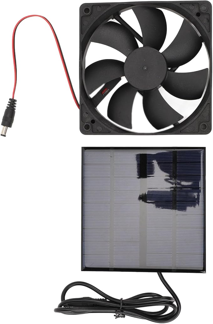 Solar Powered Portable Exhaust Fan Efficiently Vents Hot Air for Chicken Coop, 9V 12W Sunlight Power Panel Kitchen Attic Ventilation