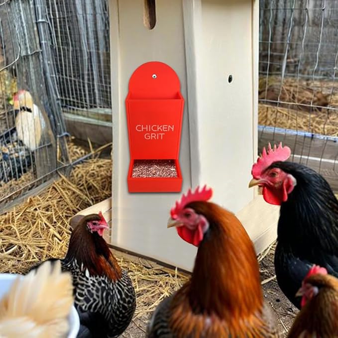 Chicken Oyster Shell and Grit Feeder, Hanging Chicken Feeder Trough, Oyster Shell Feeders for Chickens, Chicken Coop Accessories, Gravity Poultry Feeder, Automatic Chicken Feeders (Set C)